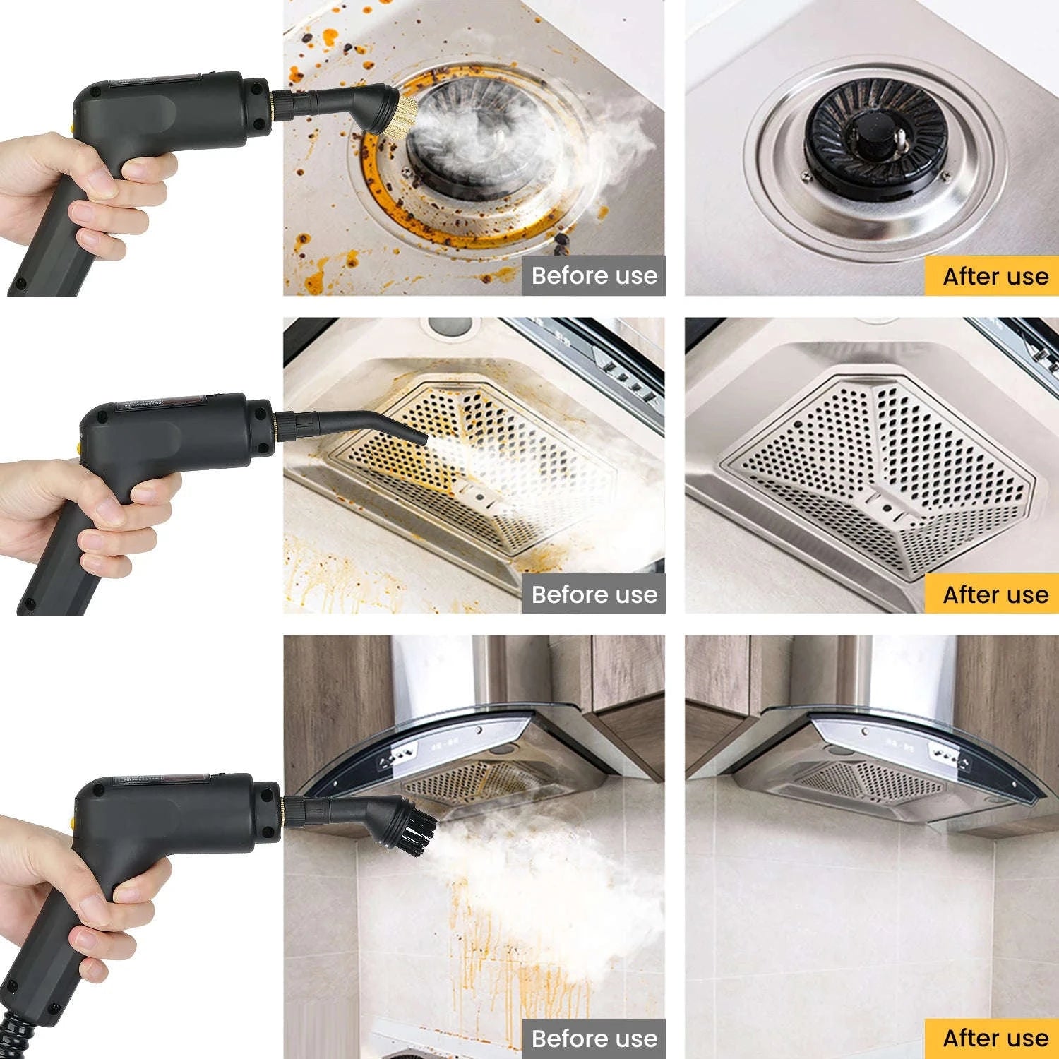 2500W Handheld Steam Cleaner with 3Bar Pressure & 1600ML Tank-black / france / 220 V|EU