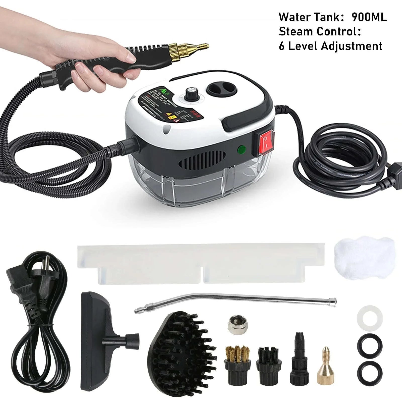 2500W Handheld Steam Cleaner with 3Bar Pressure & 1600ML Tank-black / france / 220 V|EU