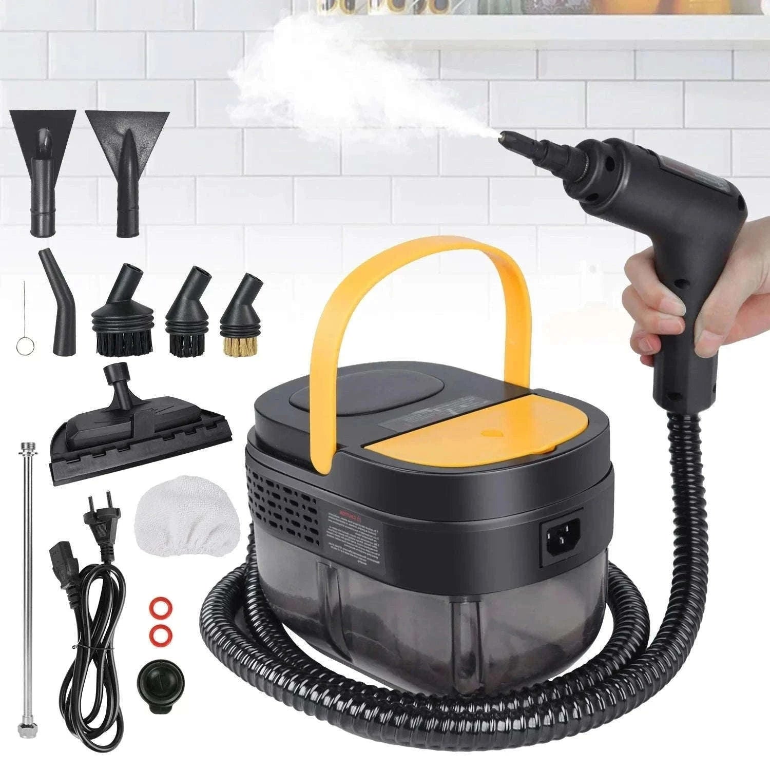 2500W Handheld Steam Cleaner with 3Bar Pressure & 1600ML Tank-Yellow / france / 220 V|EU