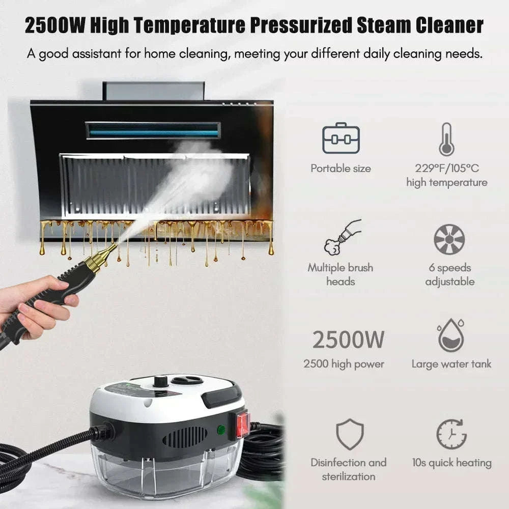 2500W Portable High Pressure Steam Cleaner for Home & Car-Blue / Poland / 220 V