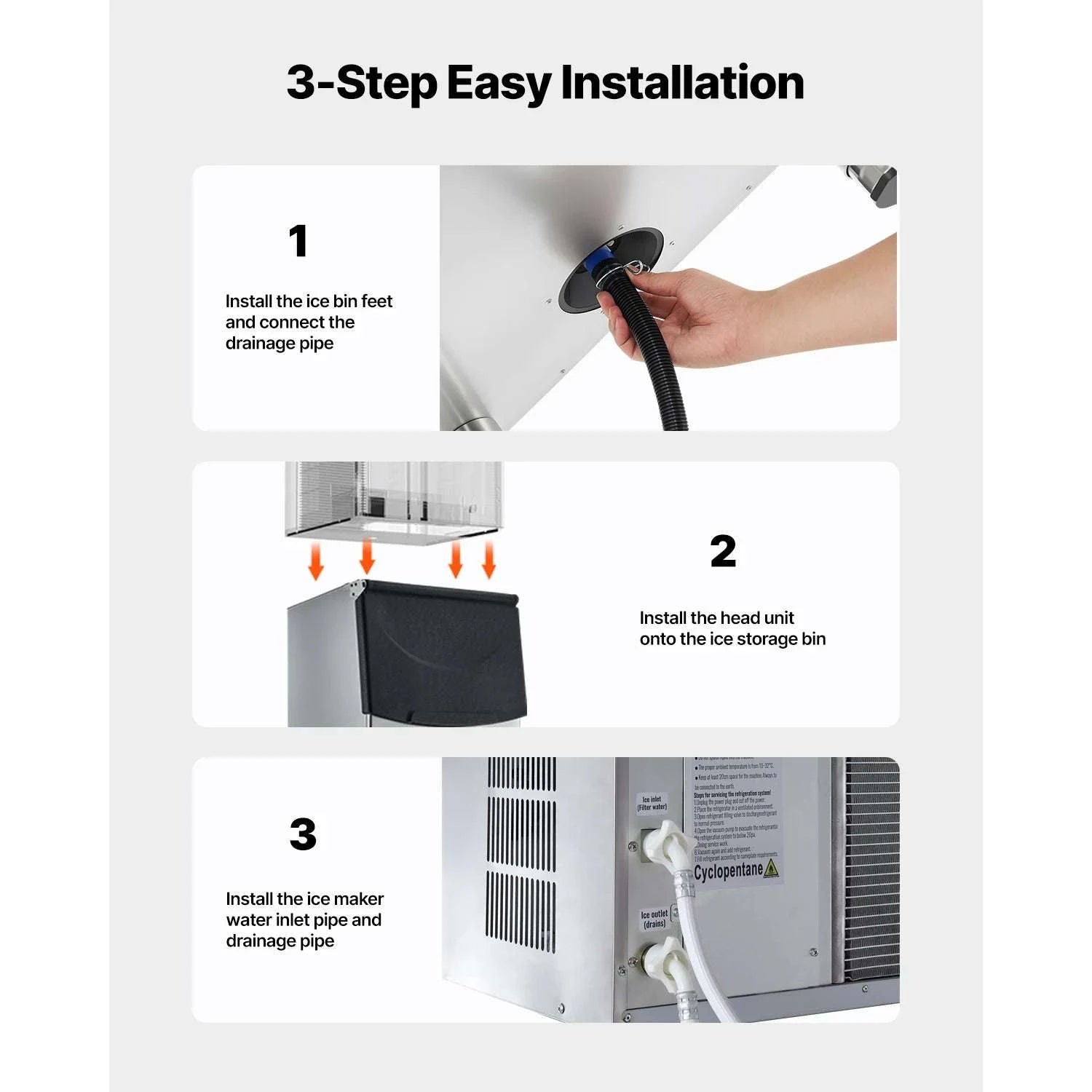 250LB Commercial Ice Maker with Storage Bin & Water Filter-250lbs / United States