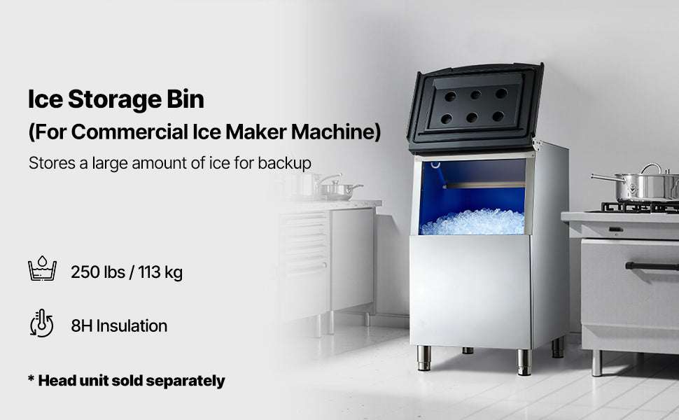 250LB Commercial Ice Maker with Storage Bin & Water Filter-250lbs / United States