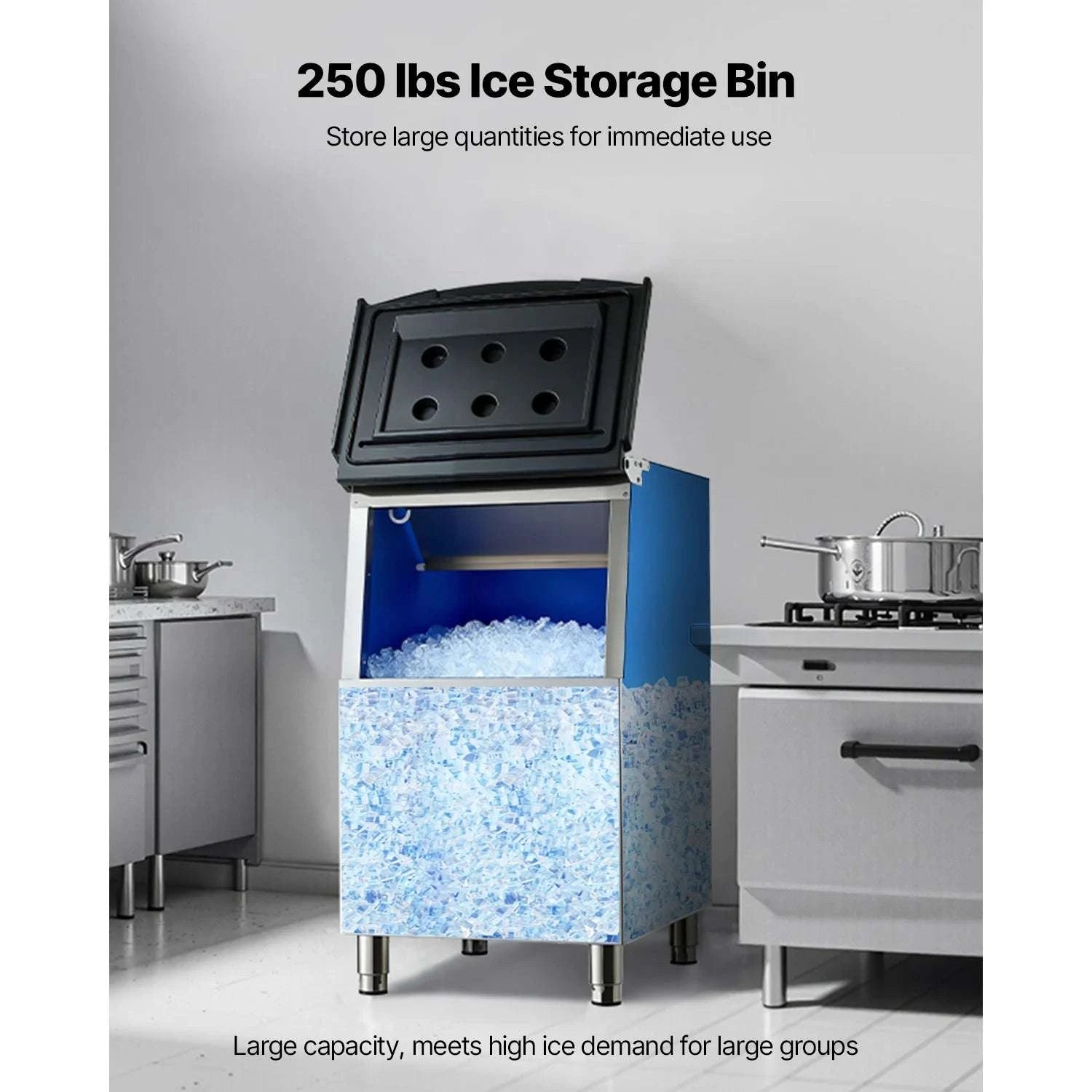 250LB Commercial Ice Maker with Storage Bin & Water Filter-250lbs / United States