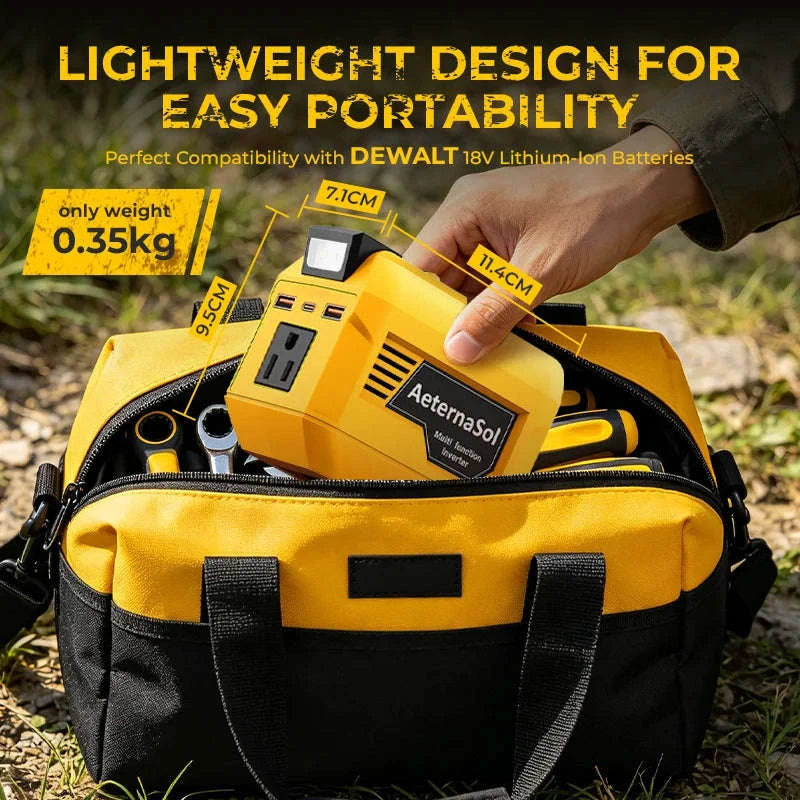 250W Power Inverter for 18V/20V Battery with 110V AC, USB-C, USB and LED Light-2pcs Dewalt adapter / United States