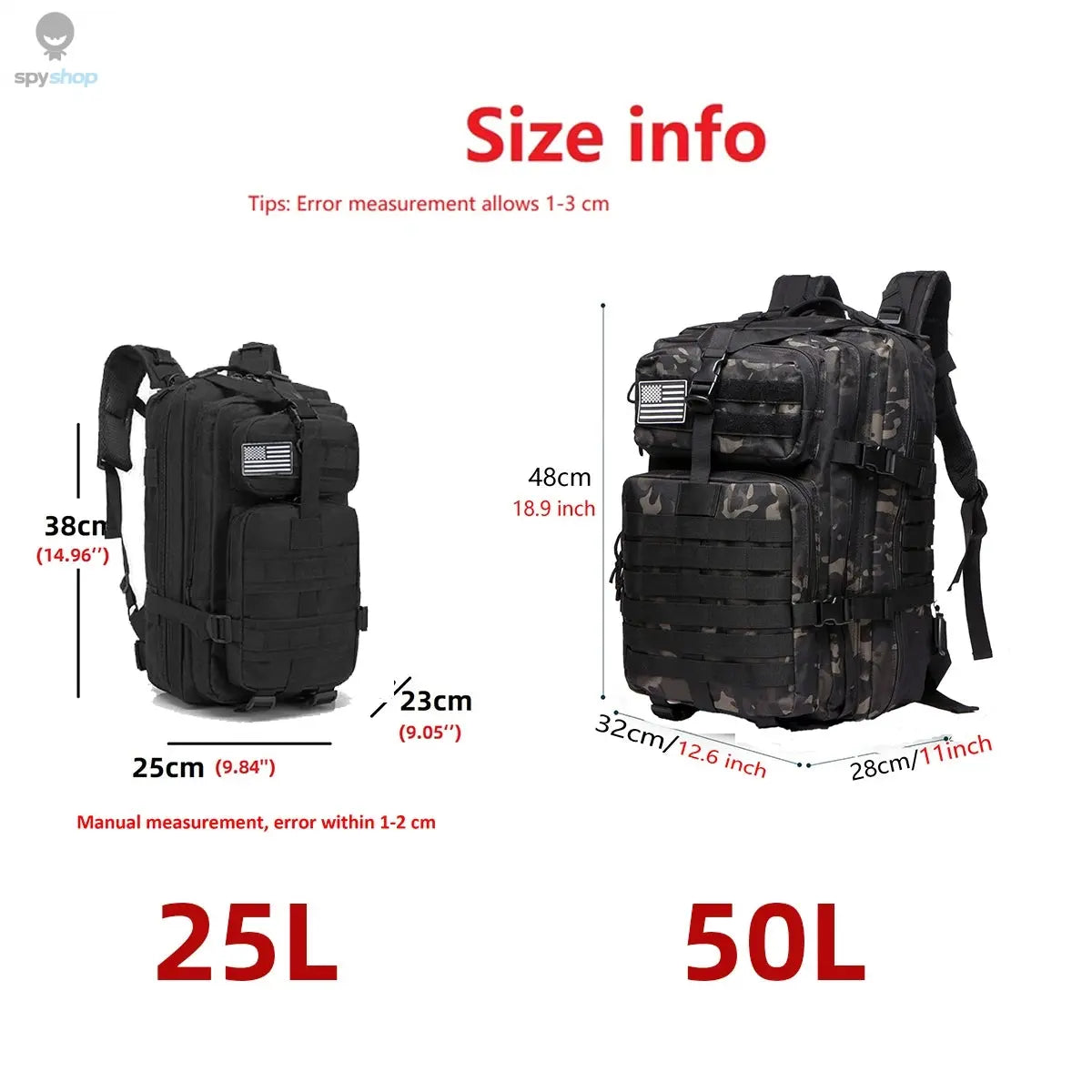 25L/50L Sturdy Nylon Waterproof Tactical Sports Trekking Fishing Hunting Camping Hiking Bag Backpack Outdoor Rucksacks Spy-shop.com