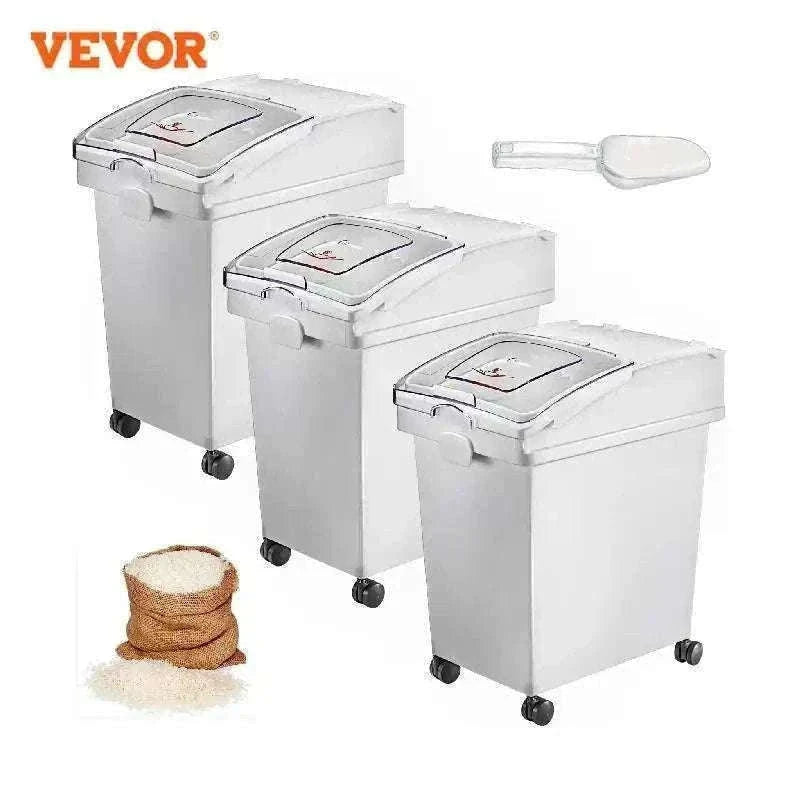 25L Ingredient Storage Bin with Scoop & Wheels Dustproof Container-3 PCS / GERMANY