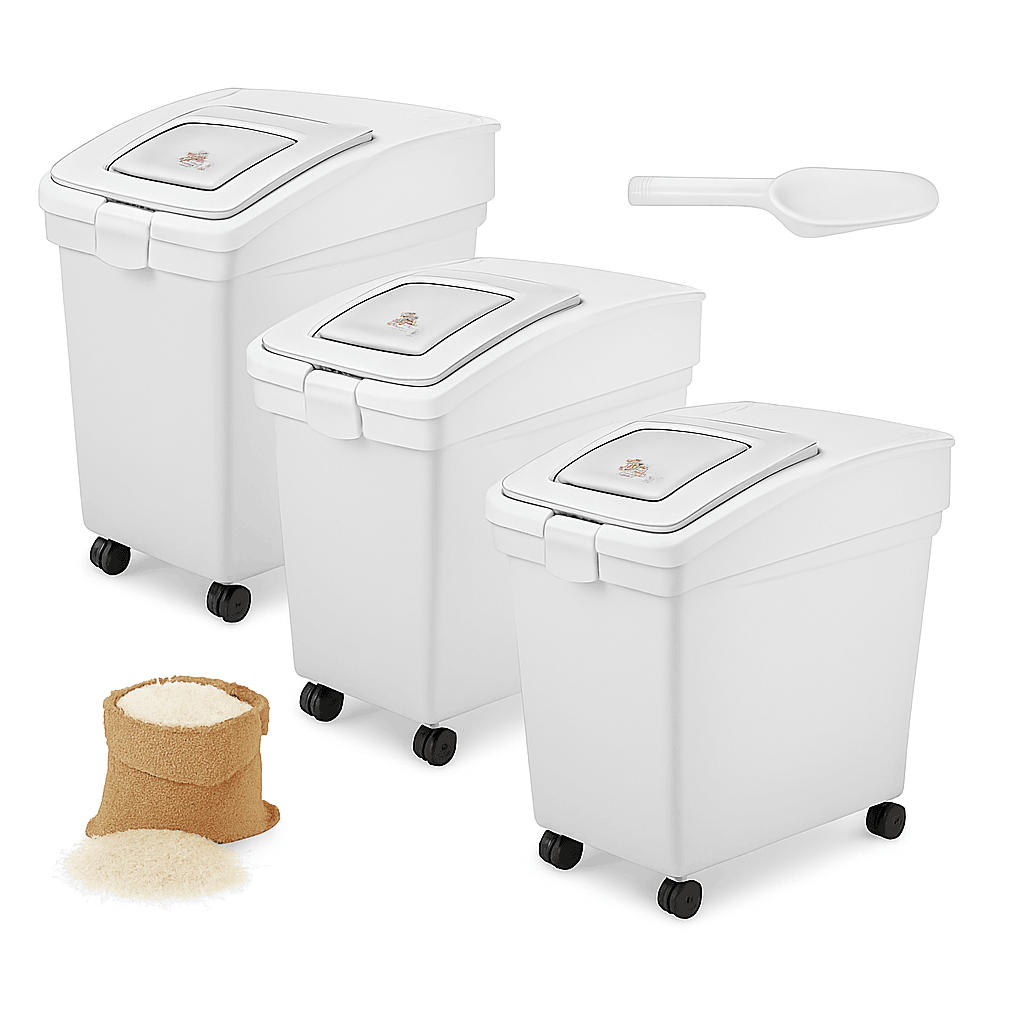 25L Ingredient Storage Bin with Scoop & Wheels Dustproof Container-3 PCS / GERMANY