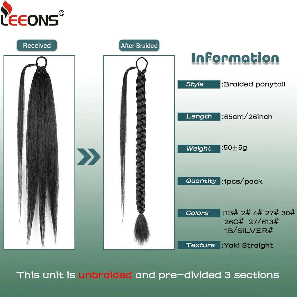 26-Inch Long Braided Ponytail Extensions for a Sleek, Effortless Look-4 / 26inches