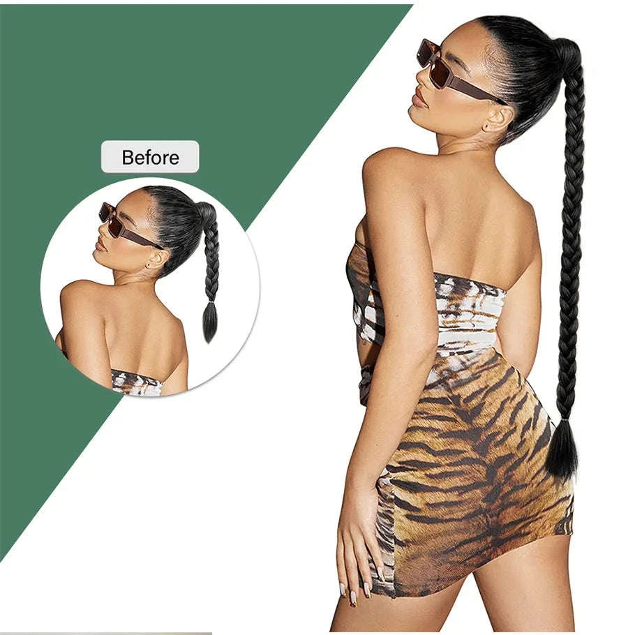 26-Inch Long Braided Ponytail Extensions for a Sleek, Effortless Look-4 / 26inches