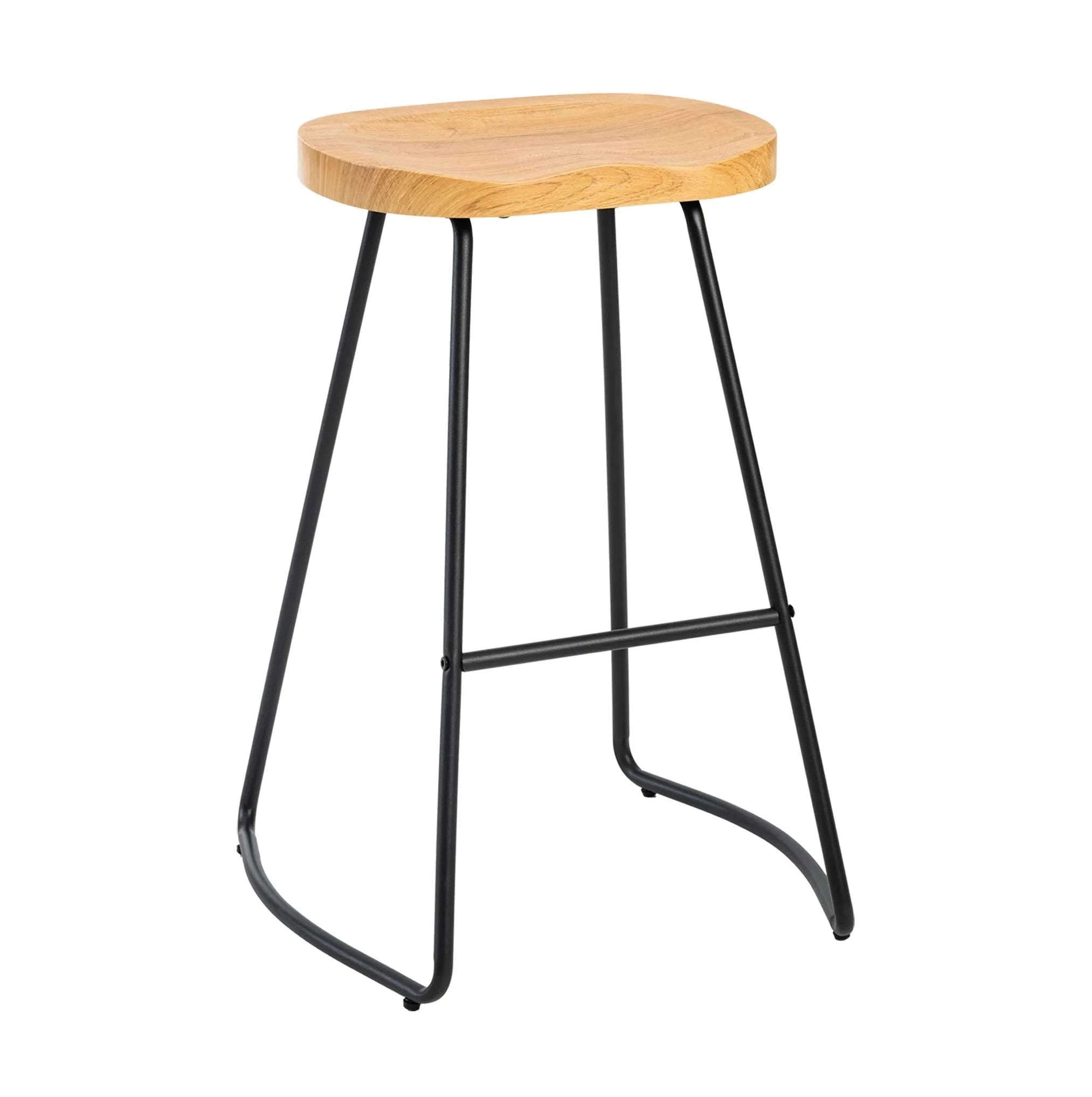 26 Inch Saddle Seat Counter Stool with Metal Legs for Kitchen Island-2PC Wood / United States