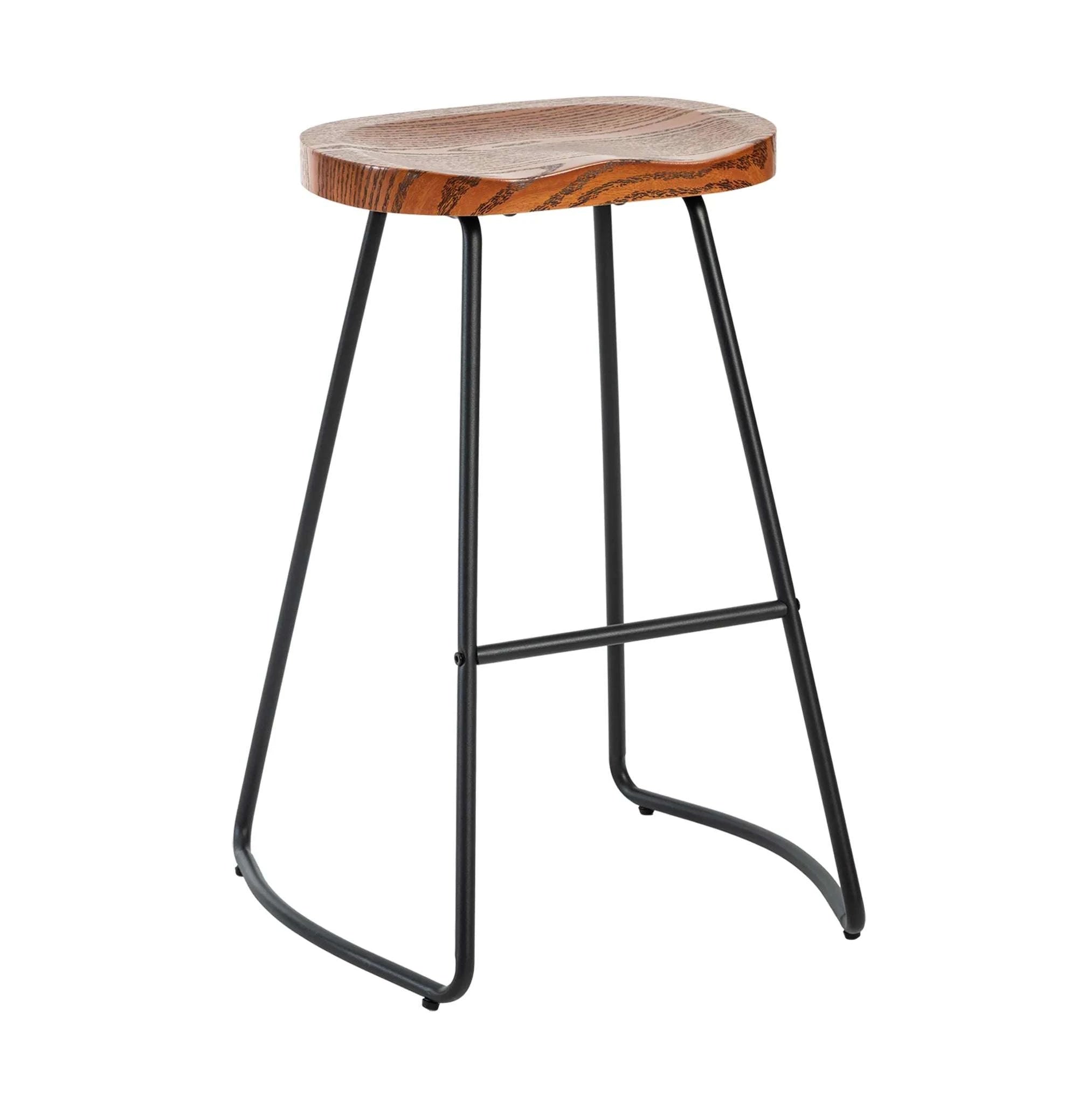26 Inch Saddle Seat Counter Stool with Metal Legs for Kitchen Island-2PC Wood / United States