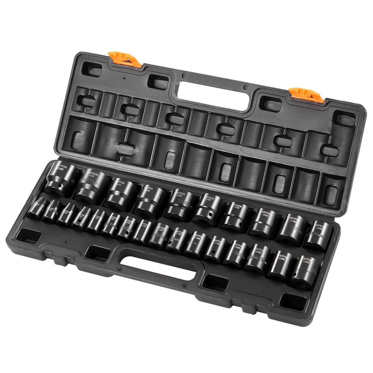 26-Piece 1/2-Inch Drive Shallow Impact Socket Set, Metric, 6-Point-france