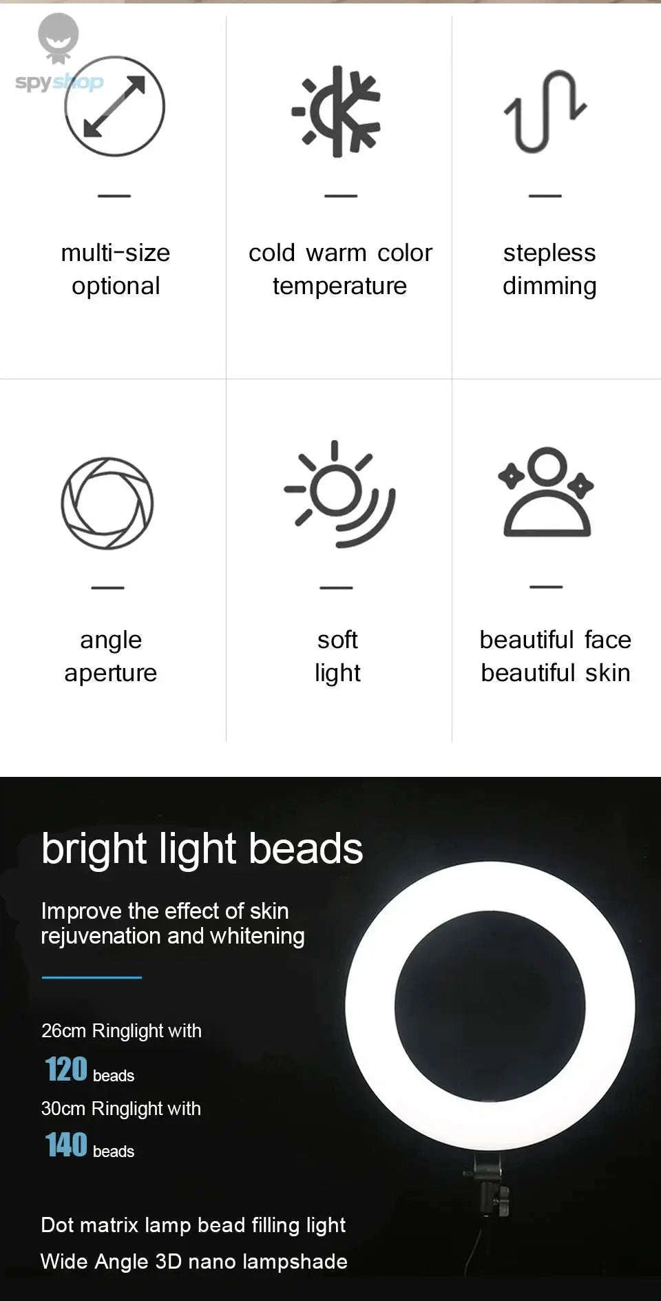 26cm LED Selfie Ring Light for Live Streaming-C-26cm