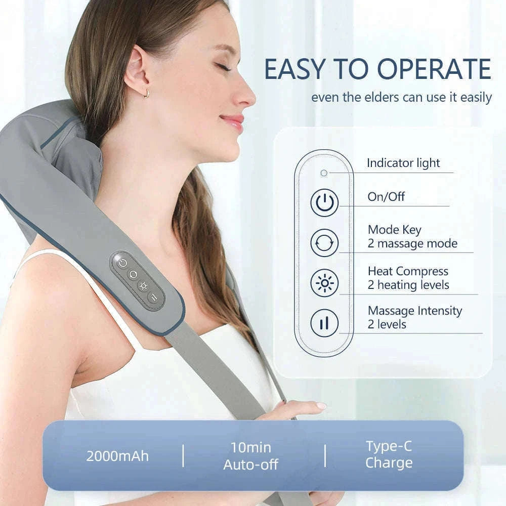 26W Brushless Neck and Shoulder Massager with Heat-20W-White