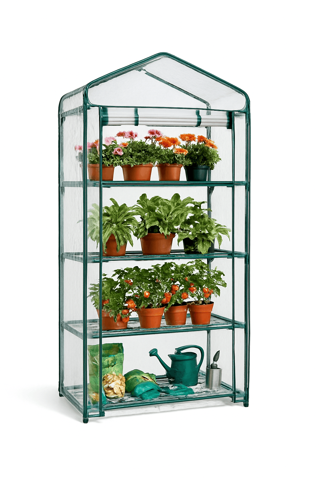 27-Inch 4-Tier Portable Greenhouse with Wheels Indoor Outdoor Rack-Clear / United States