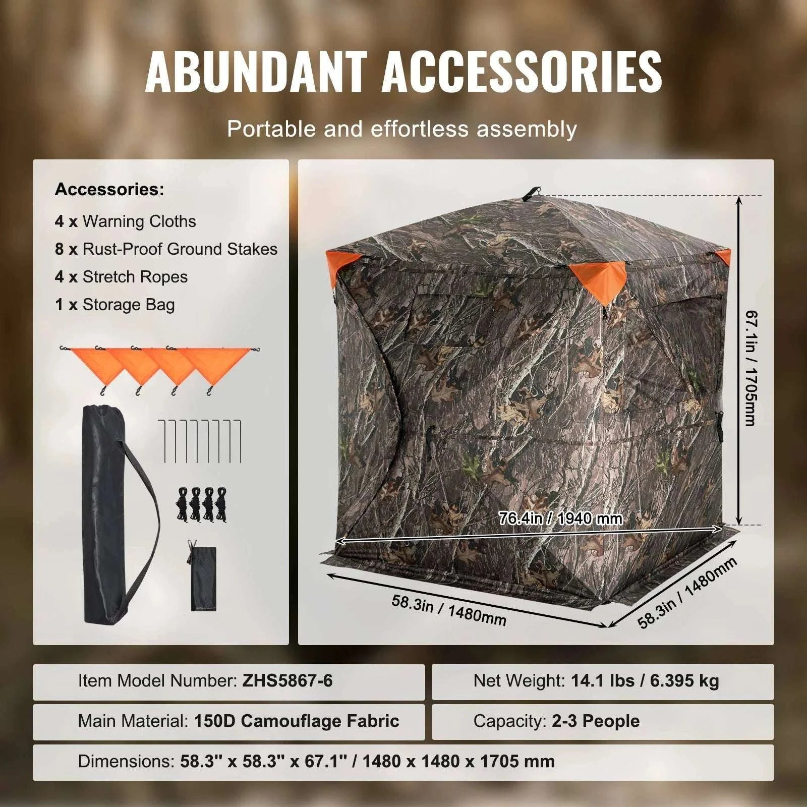 270° See-Through Hunting Blind for 2–3 People with Pop-Up Setup-55inch / CZECH REPUBLIC