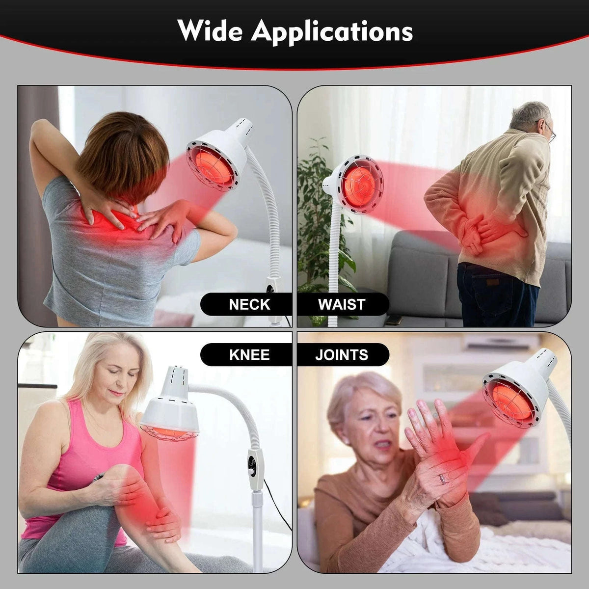275W Infrared Heat Therapy Lamp with Adjustable Temp & 360° Rotation-White / GERMANY