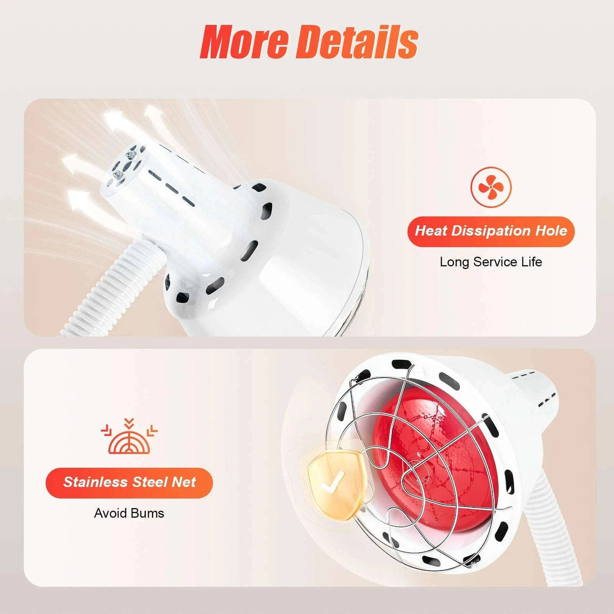 275W Infrared Heat Therapy Lamp with Adjustable Temp & 360° Rotation-White / GERMANY