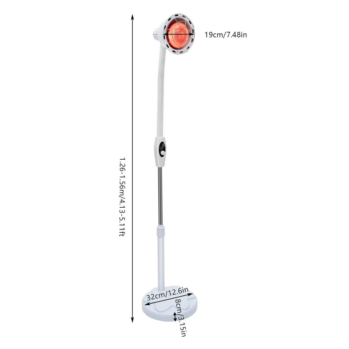 275W Infrared Heat Therapy Lamp with Adjustable Temp & 360° Rotation-White / GERMANY