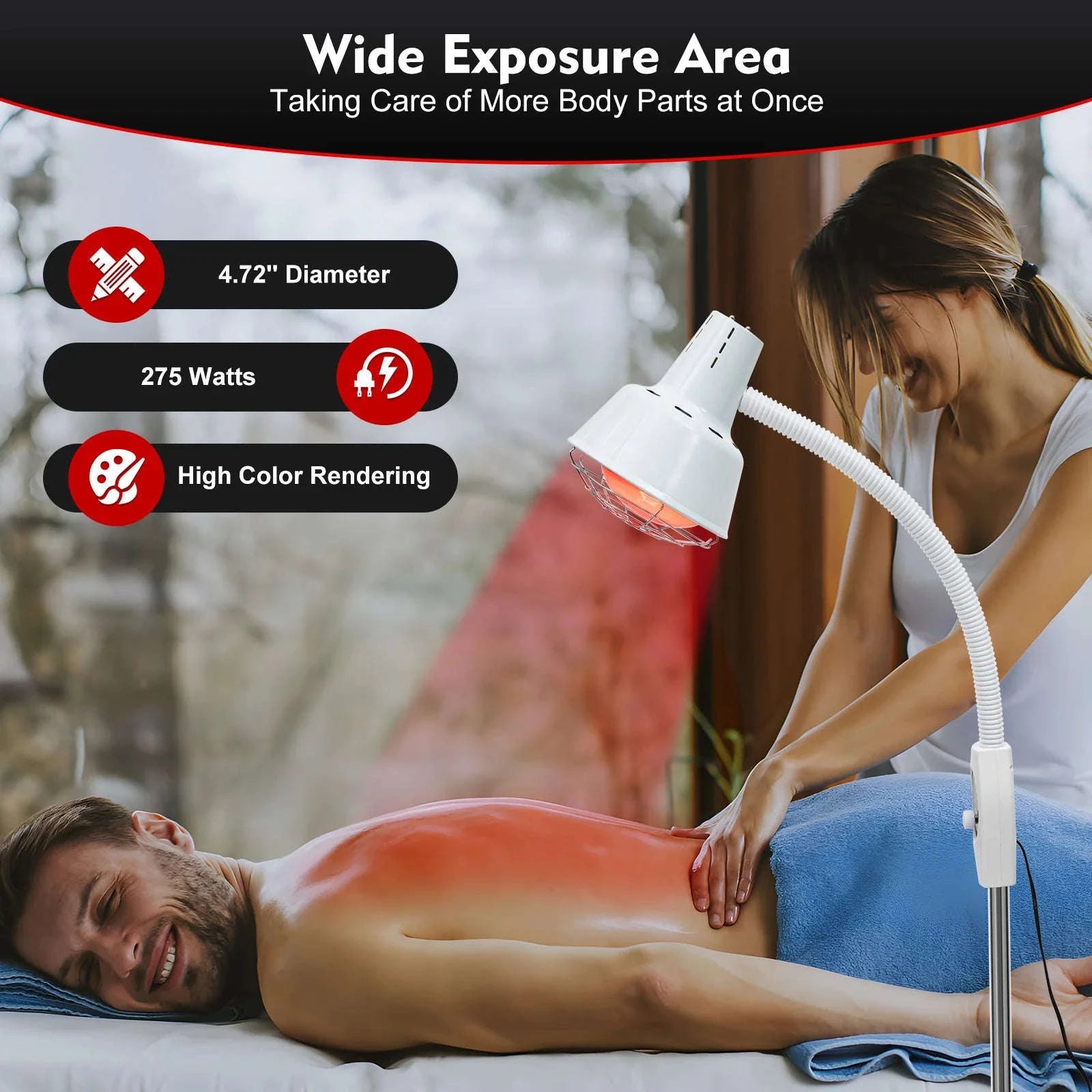 275W Infrared Heat Therapy Lamp with Adjustable Temp & 360° Rotation-White / GERMANY