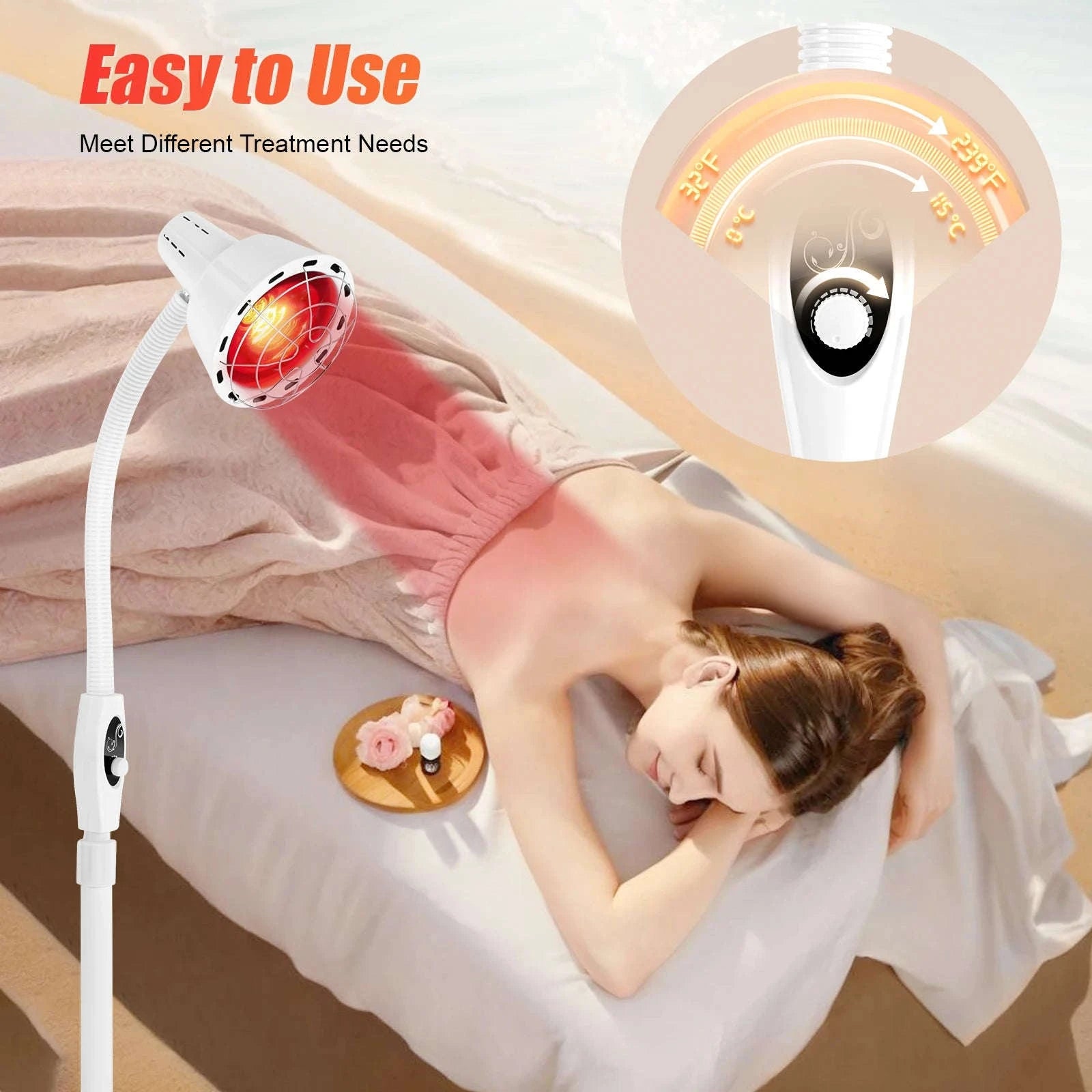 275W Infrared Heat Therapy Lamp with Adjustable Temp & 360° Rotation-White / GERMANY