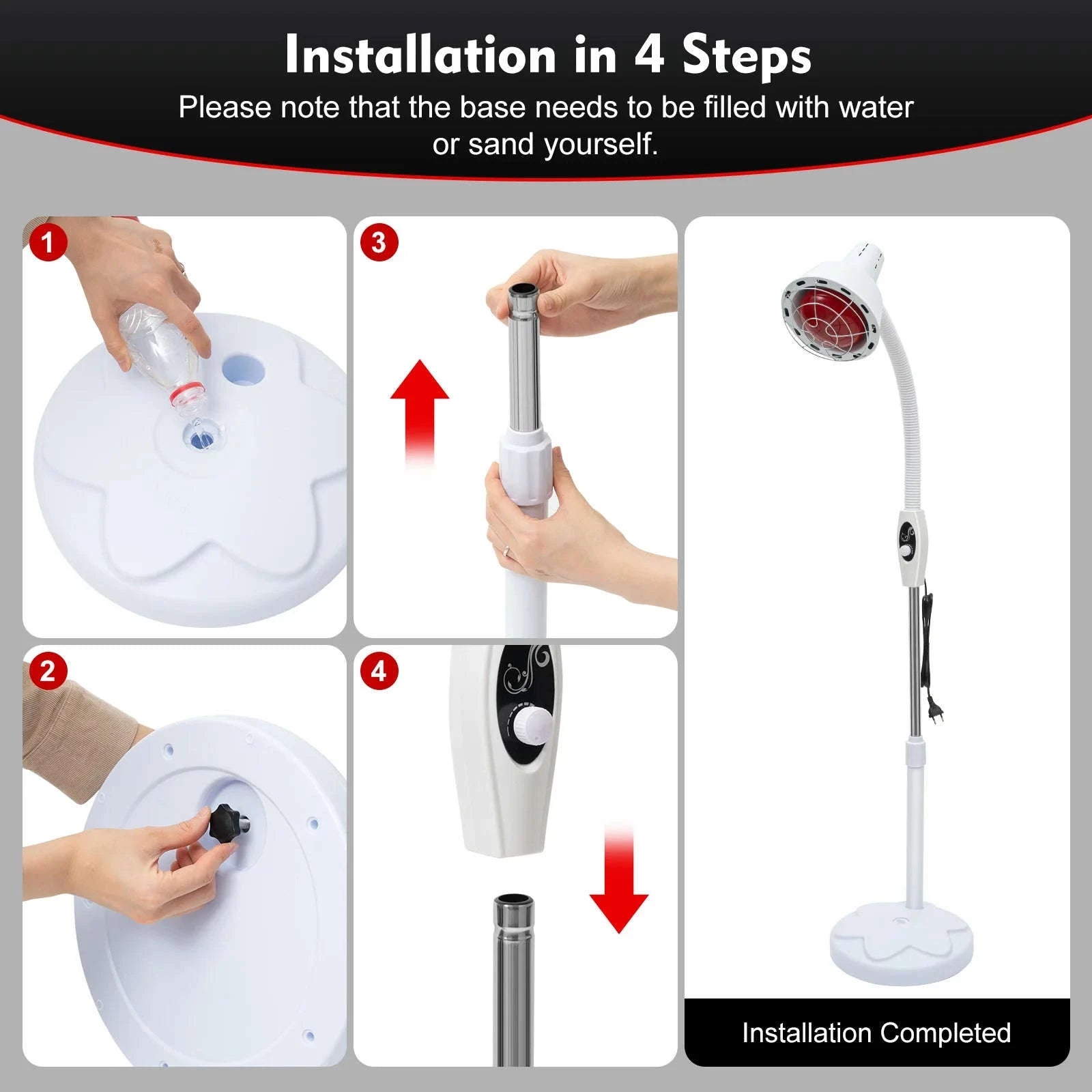 275W Infrared Heat Therapy Lamp with Adjustable Temp & 360° Rotation-White / GERMANY