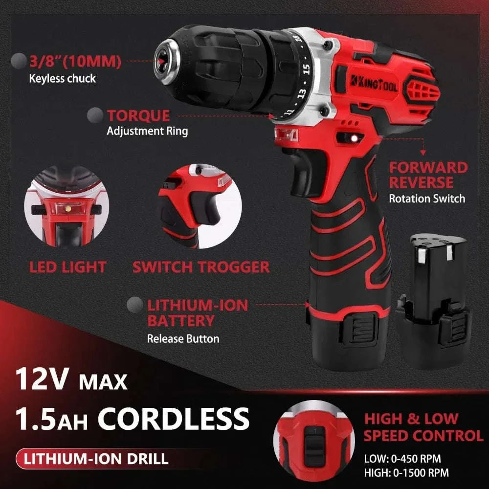 276-Piece Tool Kit with 12V Cordless Drill Driver and Case-United States