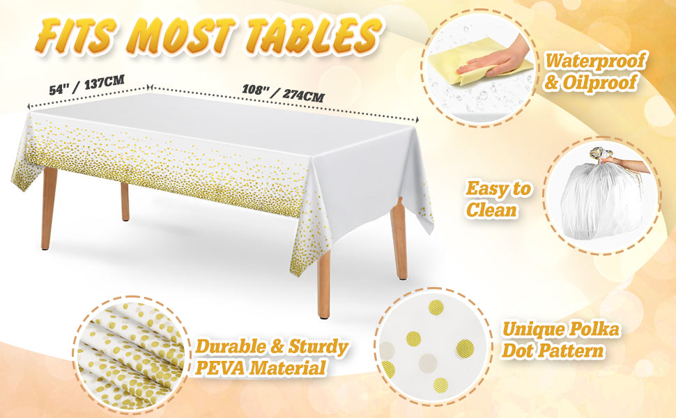 Disposable Table Cloth Plastic Tablecloths Party Table Cover for Graduations Birthday Thanksgiving Holloween Wedding Outdoor BBQ