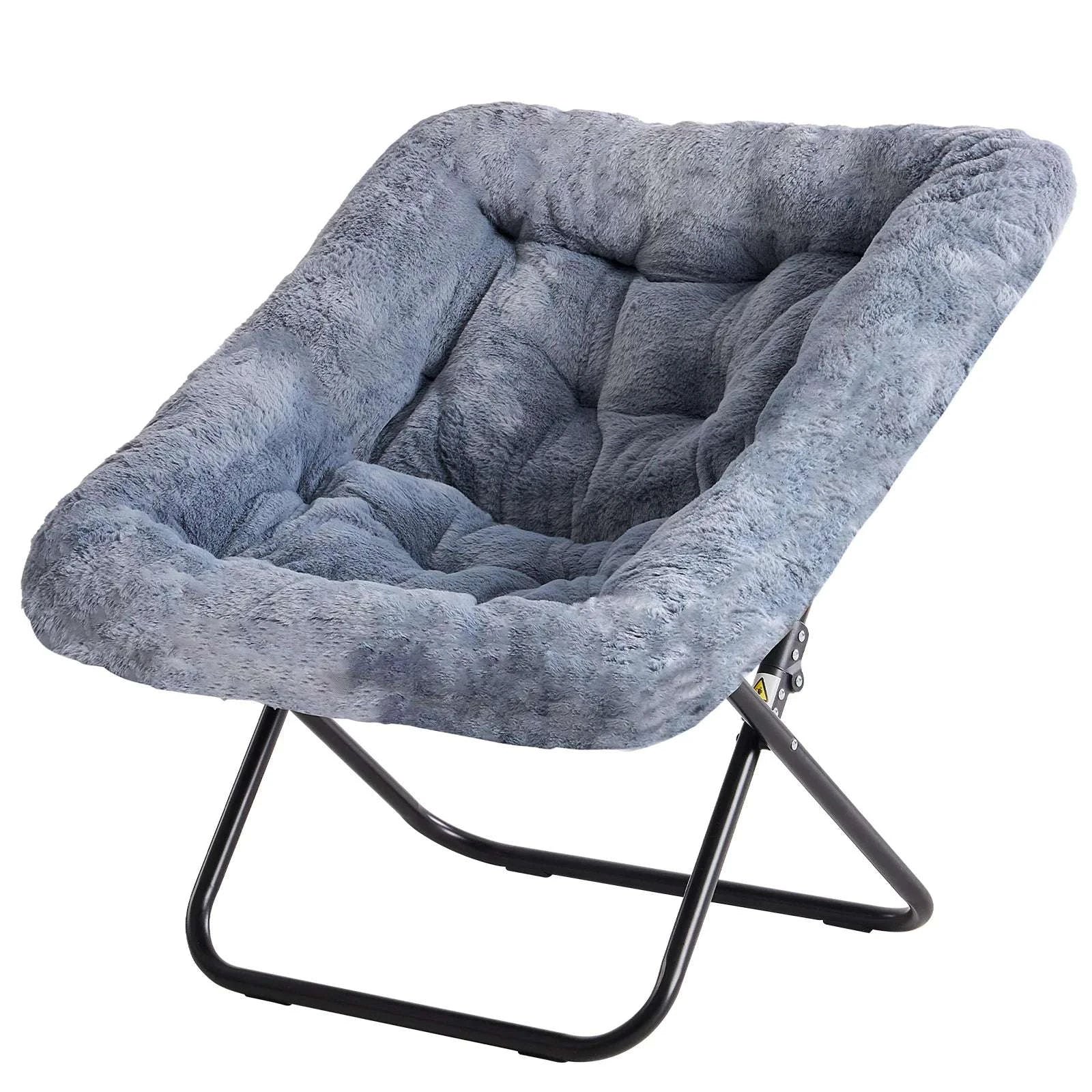 28" Faux Fur Saucer Chair Folding Cozy Lounge Seat-LIGHT GRAY / United States