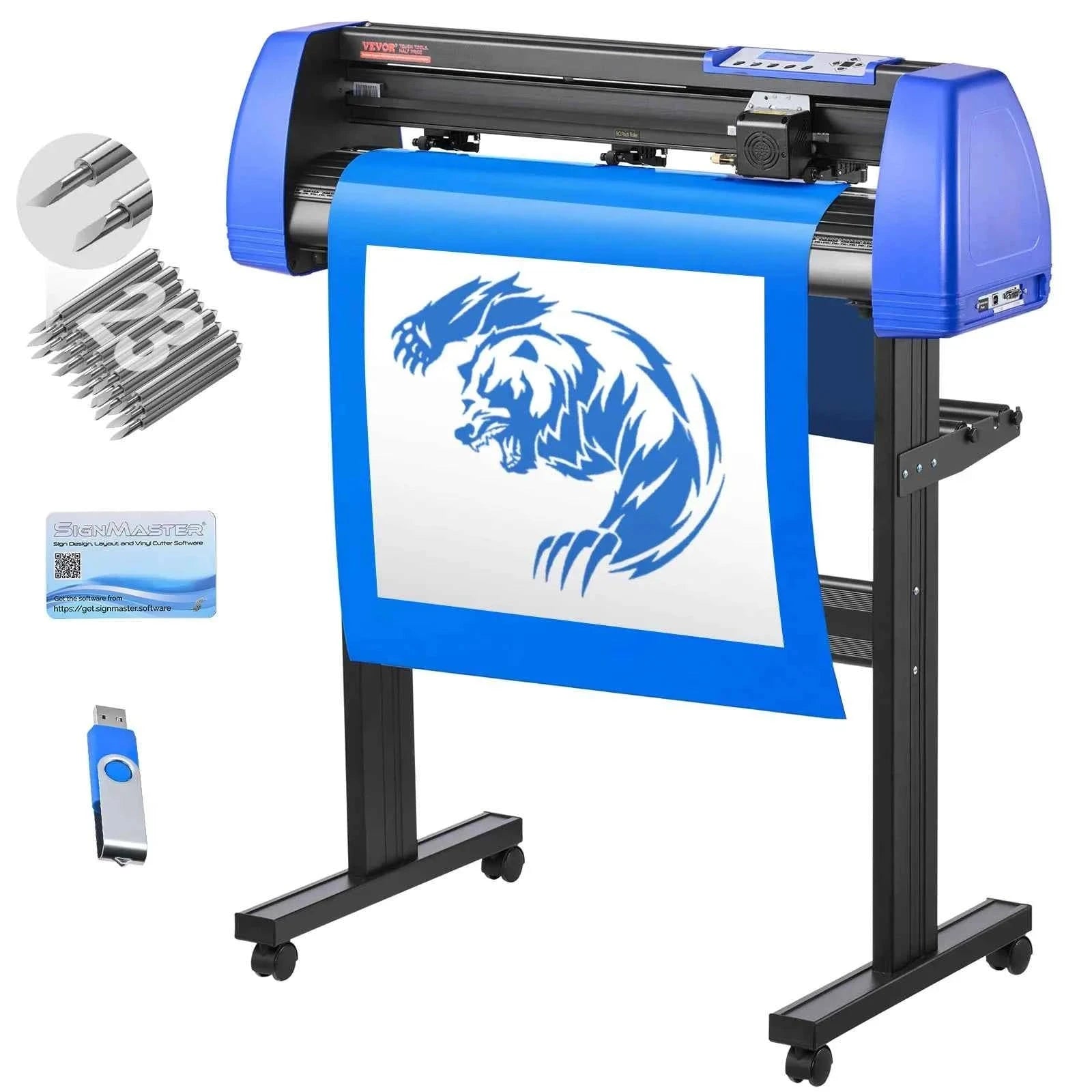 28 Inch Vinyl Cutter Machine with Floor Stand and 20 Blades-Blue 28 Inch / United States