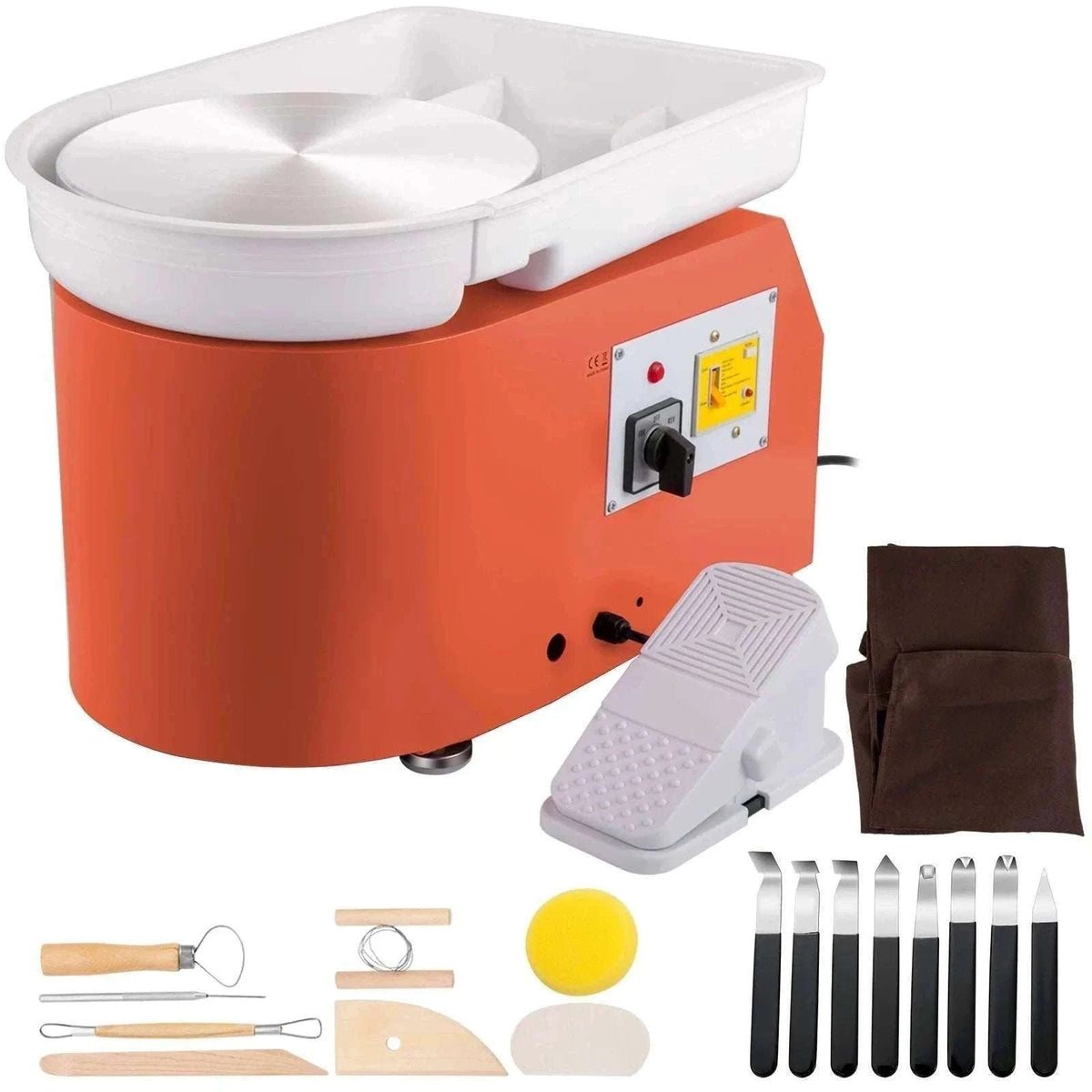 28cm Electric Pottery Wheel Machine 350W with Foot Pedal Control-Orange / spain