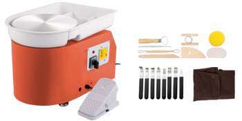 28cm Electric Pottery Wheel Machine 350W with Foot Pedal Control-Orange / spain