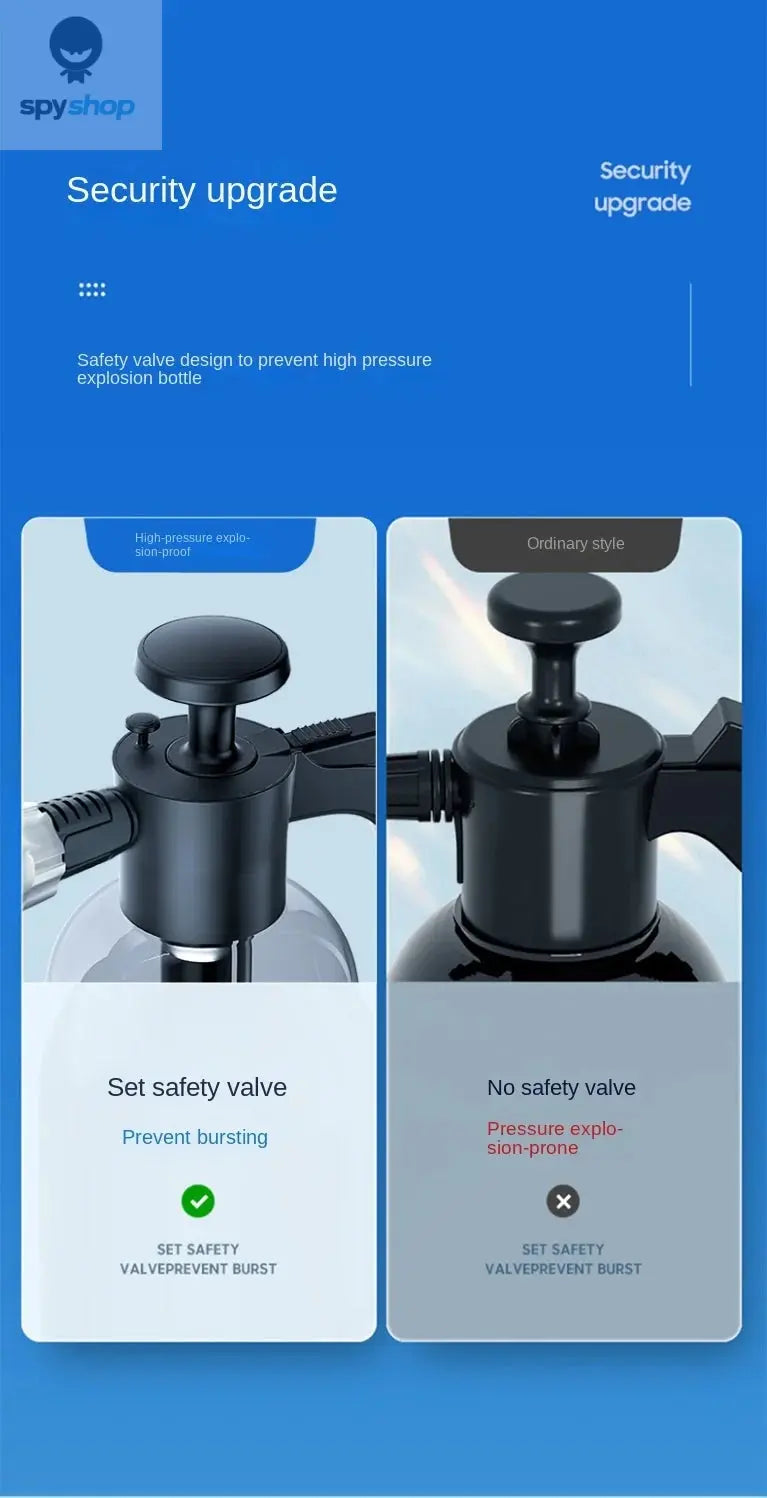 2L Hand Pump Foam Sprayer with 3 Types of Nozzle Hand Pneumatic Foam Cannon Snow Foam Car Wash Spray Bottle Car Window Cleaning