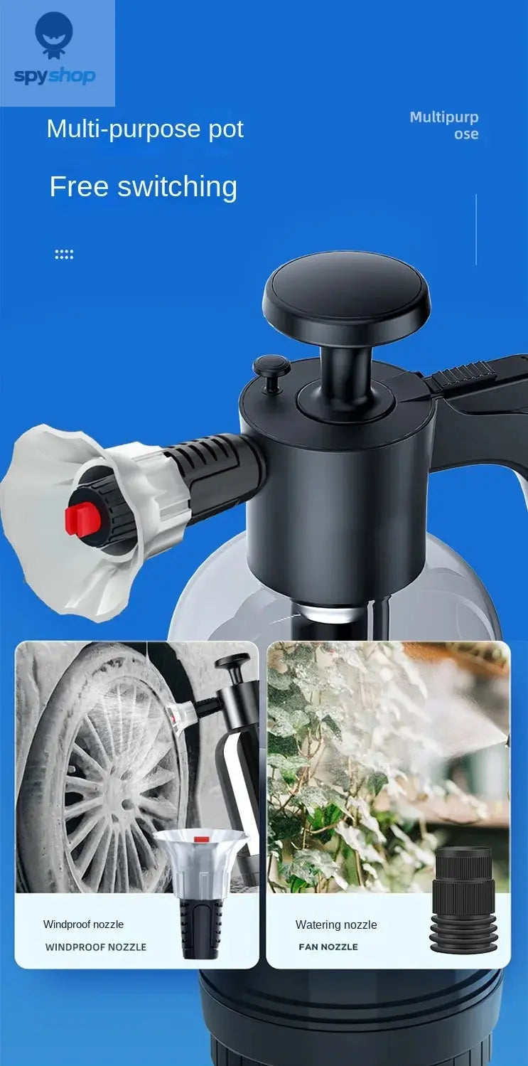 2L Hand Pump Foam Sprayer with 3 Types of Nozzle Hand Pneumatic Foam Cannon Snow Foam Car Wash Spray Bottle Car Window Cleaning