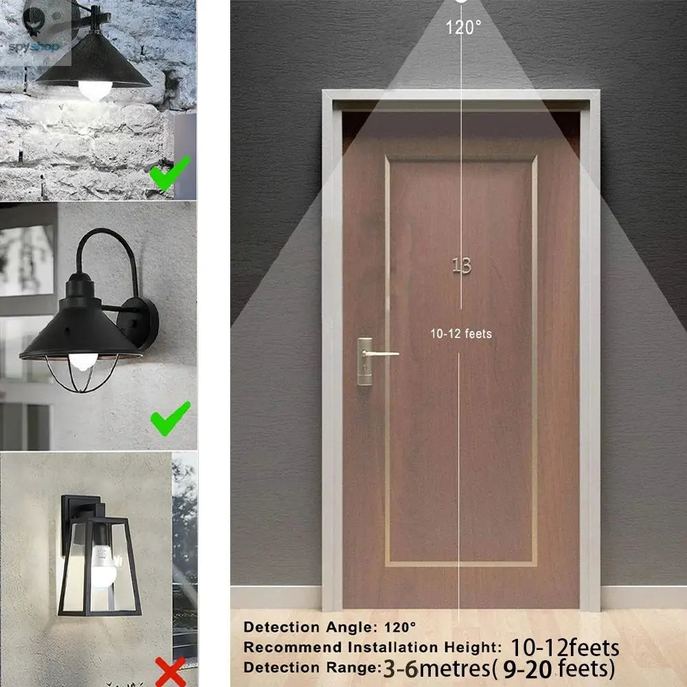 2PCS LED Bulb Light E27 12W Radar Motion Sensor 220V White Lamp Working in Night Auto On for Home Living Room Stairs Pathway Spy-shop.com