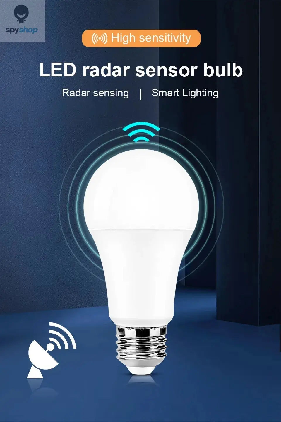 2PCS LED Bulb Light E27 12W Radar Motion Sensor 220V White Lamp Working in Night Auto On for Home Living Room Stairs Pathway Spy-shop.com