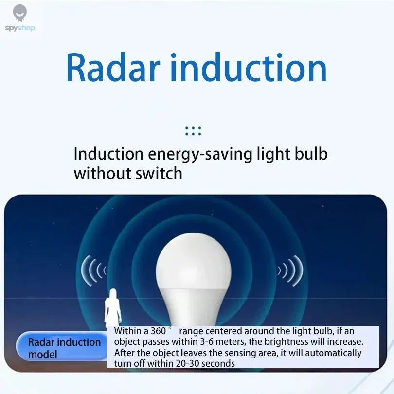 2PCS LED Bulb Light E27 12W Radar Motion Sensor 220V White Lamp Working in Night Auto On for Home Living Room Stairs Pathway Spy-shop.com