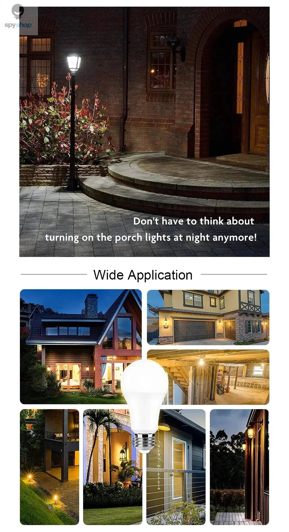 2PCS LED Bulb Light E27 12W Radar Motion Sensor 220V White Lamp Working in Night Auto On for Home Living Room Stairs Pathway Spy-shop.com