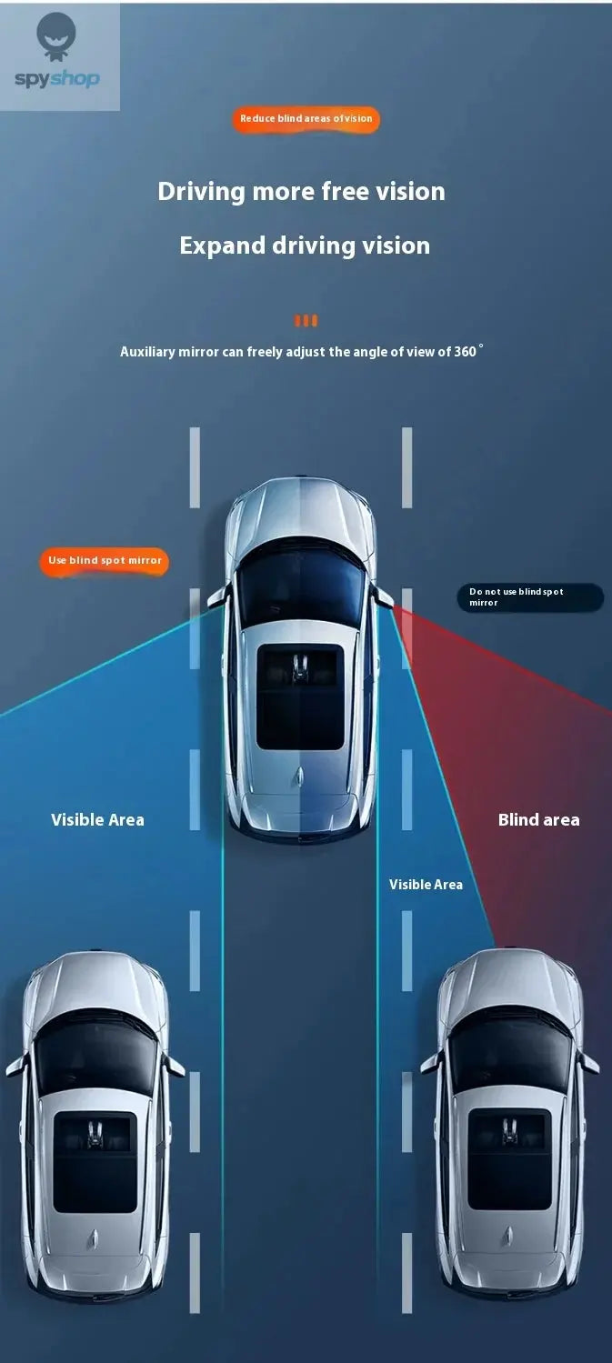 2Pcs 360 Degree Adjustable Blind Spot Mirror Car Auxiliary Rearview Convex Mirror Round Frame Wide Angle Mirrors for Car Reverse