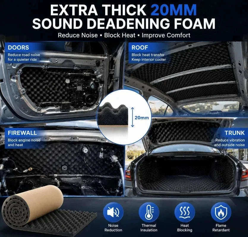 2cm Self Adhesive Acoustic Foam Roll High Density Sound Absorbing Insulation Foam-2cm-50x200cm