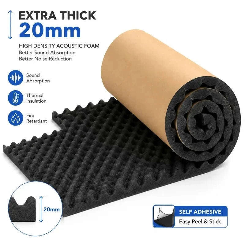 2cm Self Adhesive Acoustic Foam Roll High Density Sound Absorbing Insulation Foam-2cm-50x200cm