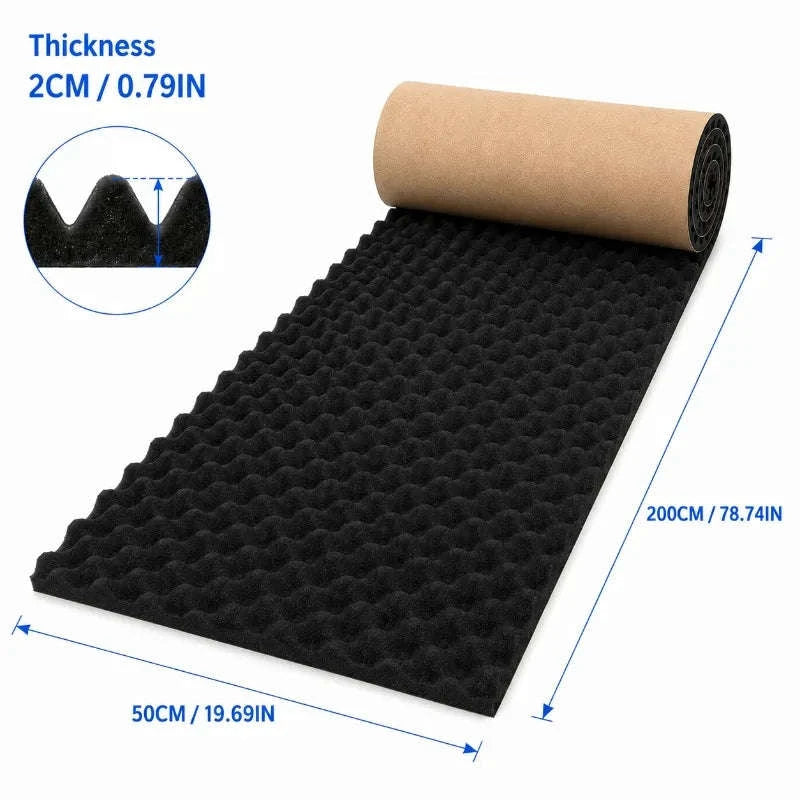 2cm thicker Self Adhesive Acoustic Foam Roll High Density Sound Absorbing Insulation Foam for Car Studio Wall Noise Reduction-2cm-50x200cm