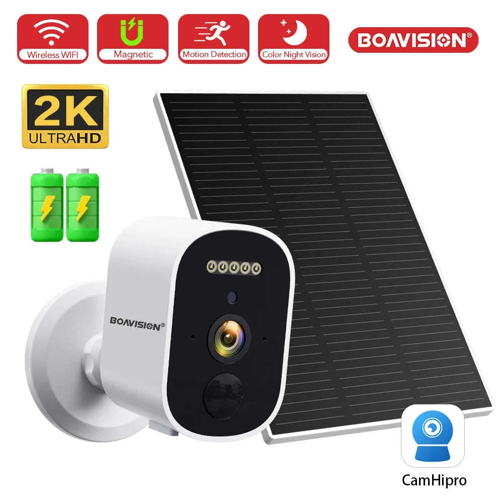 2K 3MP Wireless Solar Security Camera with Battery and Night Vision-2K Solar Panel Cam / United States
