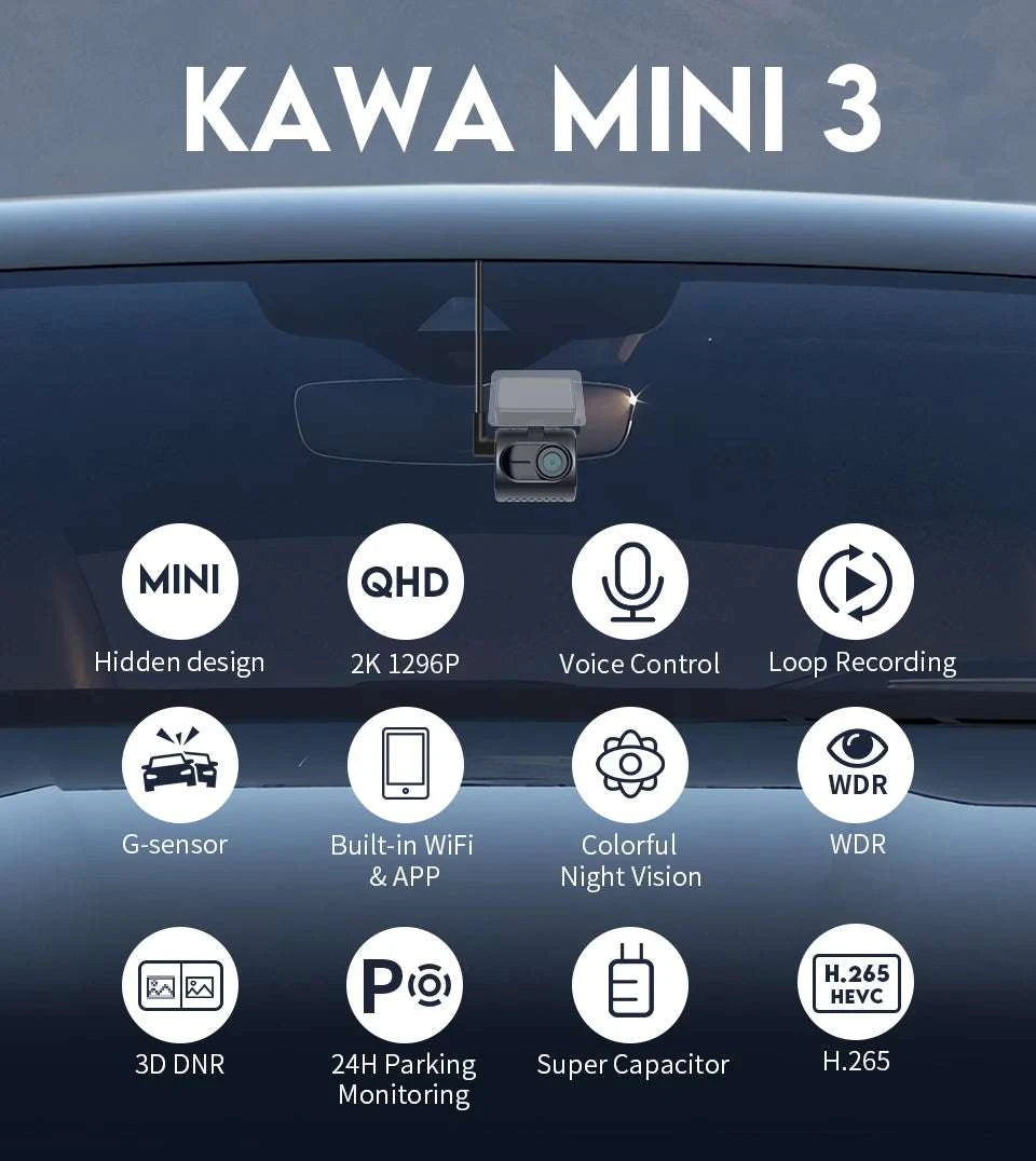 2K Dash Cam with WiFi App, Voice Control & Night Vision-Voice Control / 32G