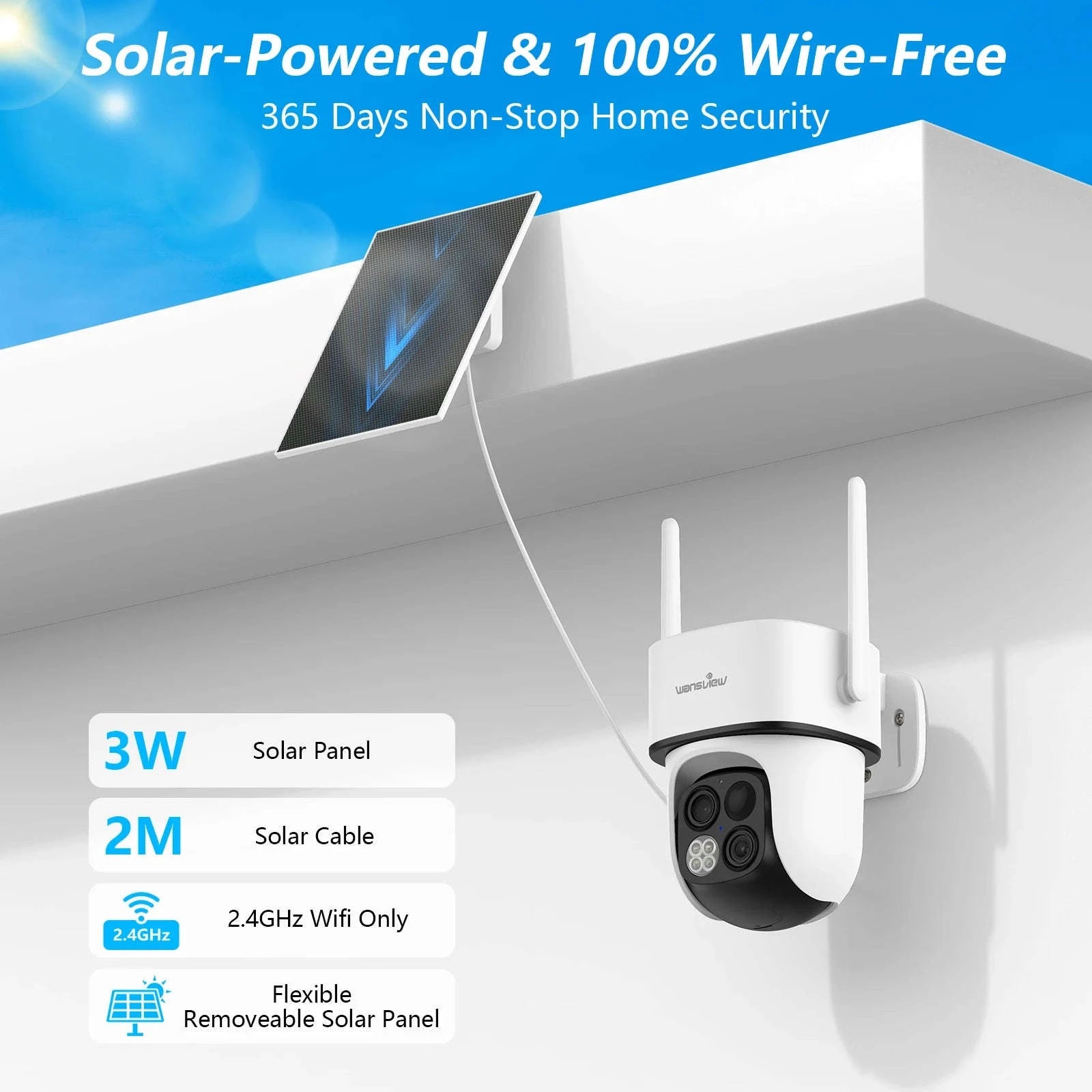 2K Dual Lens Solar Wireless Outdoor PTZ Security Camera-4PCS / Germany