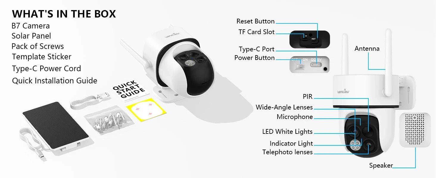 2K Dual Lens Solar Wireless Outdoor PTZ Security Camera-4PCS / Germany