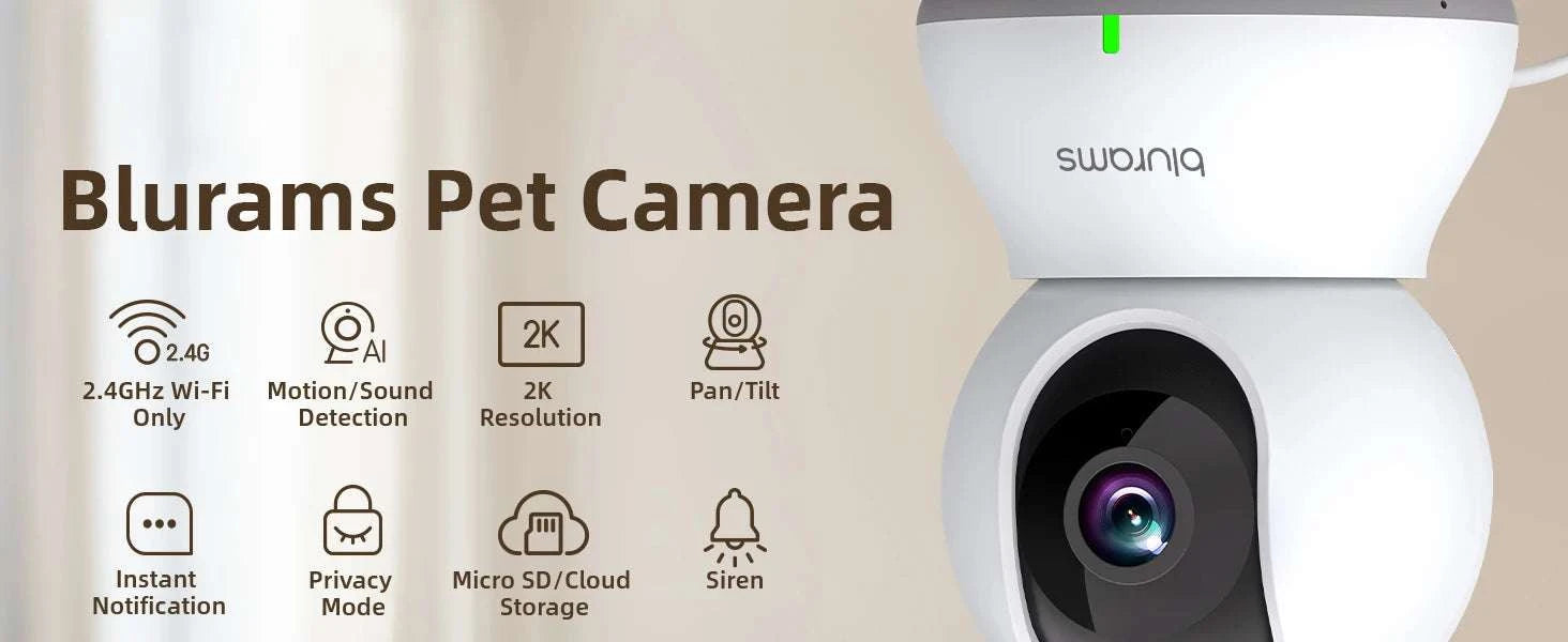 2K Indoor Security Camera 360° PTZ with App, Night Vision & Talk-USB / japan