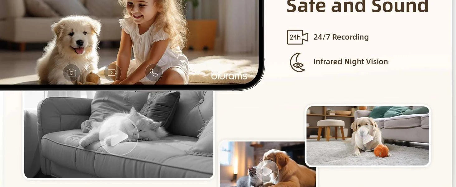 2K Indoor Security Camera 360° PTZ with App, Night Vision & Talk-USB / japan