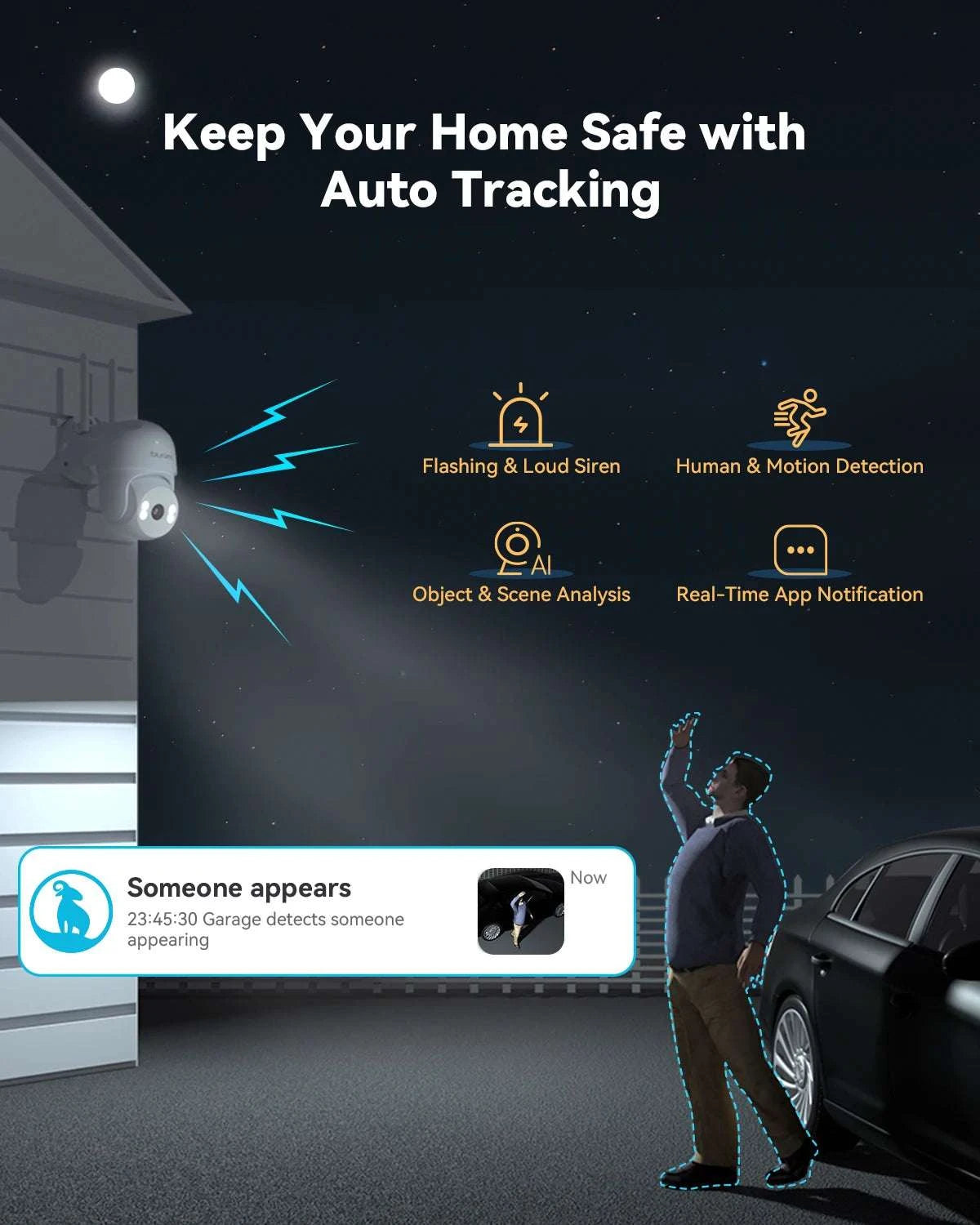 2K Outdoor Security Camera 360° PTZ with Color Night Vision-EU Plug
