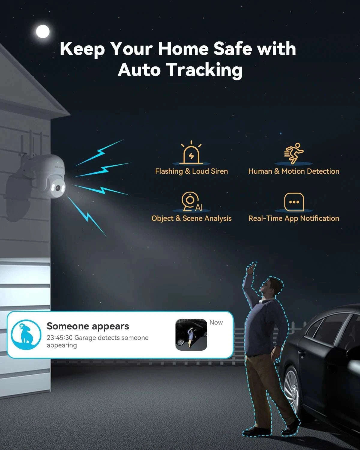 2K Outdoor Security Camera 360° PTZ with Color Night Vision-EU Plug